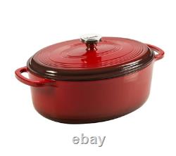 NEW Cast Iron 7 Qt Oval Enameled Dutch Oven Classic Red Enamel FREE SHIP