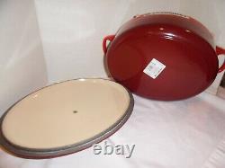 NEW LE CREUSET ENAMELED CAST IRON CERISE RED OVAL DUTCH OVEN withLID #29, 5QT TAG