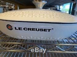 NEW Le Creuset Cast Iron 3.5 quart OVAL FLEUR French Oven Cocotte MATTE WHITE