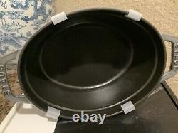 NEW Staub Cast Iron 1 quart OVAL French Oven Cocotte with Lid GRAPHITE GREY