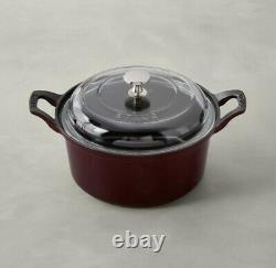 NEW Staub Cast Iron 2.75 quart French Oven Cocotte with GLASS LID GRENADINE