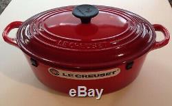 NEW-W-TAGS Le Creuset #23 Oval Dutch Oven 2.75 Qt Cerise Red