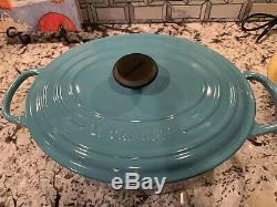 NEW with Box Le Creuset Signature Turquoise 6 3/4 Qt (6.3L) Oval Dutch Oven