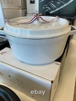 NIB Staub Cast Iron 4.0 qt Dutch Oven French Oven Cocotte with Lid WHITE