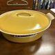 NWOB Vintage Le Creuset #26 Cast Iron Dutch Oven Flame Yellow 2.5 Qt. France