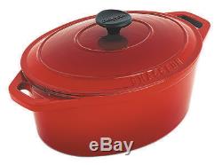 New Chasseur Oval Cast Iron French Oven Casserole 27cm / 3.6 Liter Inferno Red