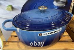 New Le Creuset Cast Iron Oval Dutch Oven 8 QT Azure Blue