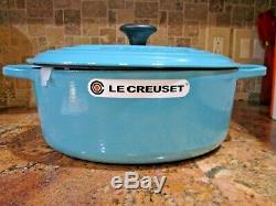 New Le Creuset Cast Iron Oval Turquoise Dutch Oven #31 6.75 Quart Original Box