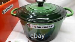 New Le Creuset Enamel Cast Iron Dutch Oven 5.25 QT Emerald Free Shipping