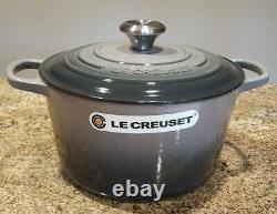 New Le Creuset Enamel Cast Iron Dutch Oven 5.25 QT Flint Oyster Gray withbox/docs