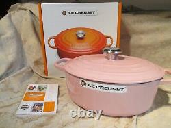 New Le Creuset Enamel Cast Iron Oval Chiffon Pink Signature Dutch Oven 27.4.5 Qt