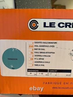 New Le Creuset Signature Enamelled Cast Iron Casserole Oven Oval 5QT Turquoise