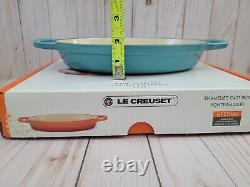 New Le Creuset Signature Oval Baker 1 qt Enameled Cast Iron Turquoise in Box