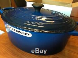New Le Creuset Signature Oval Cast Iron Dutch Oven 9.5 qt sz 35 Lapis Navy Blue