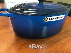 New Le Creuset Signature Oval Cast Iron Dutch Oven 9.5 qt sz 35 Lapis Navy Blue