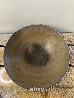 OLD VINTAGE RARE HANDMADE RUSTIC IRON WOK withStand Rack CHICKEN FRYING COOKWARE