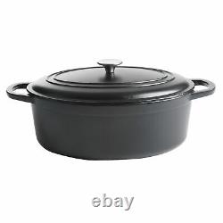 Our Table 7 qt. Preseasoned Cast Iron Oval Dutch Oven Kitchen Cookware Black New