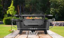 Oval Cast Iron Grill & Cover Outdoor Portable Charcoal Grill Tabletop Skillet