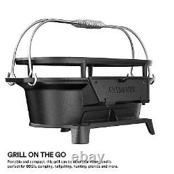 Oval Cast Iron Grill & Cover Outdoor, Portable Charcoal Grill and Tabletop