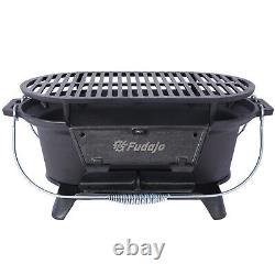 Oval Cast Iron Grill Outdoor Portable Charcoal Grill Enameled Camping Grill