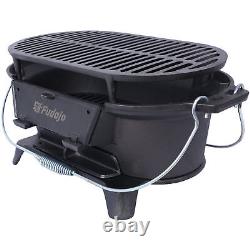 Oval Cast Iron Grill Outdoor Portable Charcoal Grill Enameled Camping Grill