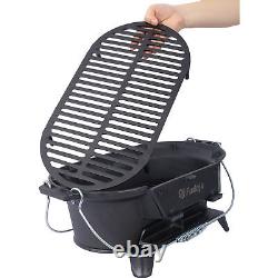 Oval Cast Iron Grill Outdoor Portable Charcoal Grill Enameled Camping Grill