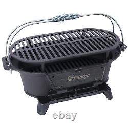 Oval Cast Iron Grill Outdoor Portable Charcoal Grill Enameled Camping Grill