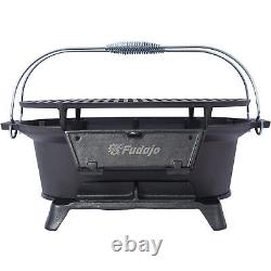 Oval Cast Iron Grill Outdoor Portable Charcoal Grill Enameled Camping Grill