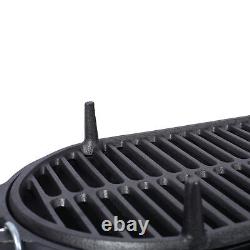 Oval Cast Iron Grill Outdoor Portable Charcoal Grill Enameled Camping Grill