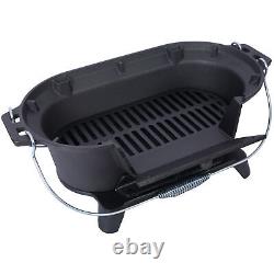 Oval Cast Iron Grill Outdoor Portable Charcoal Grill Enameled Camping Grill