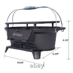 Oval Cast Iron Grill Outdoor Portable Charcoal Grill Enameled Camping Grill