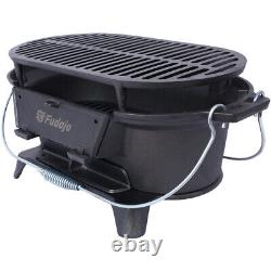 Oval Cast Iron Grill Portable Charcoal Tabletop Cast Iron Skillet Camping Stove