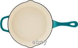 Oval Enameled Cast Iron Dutch Oven (7-Quart) Skillet (10 Inch) Bundle, Teal Ombre