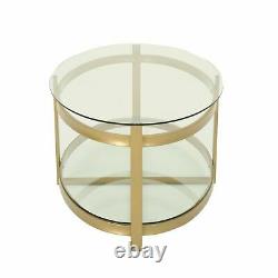 Peterborough Modern Glam Tempered Glass Oval Coffee Table with Iron Frame