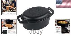 Premium 6 Quart Cast Iron Oval Dutch Oven with Non-Stick Finish for Every Meal