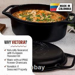 Premium 6 Quart Cast Iron Oval Dutch Oven with Non-Stick Finish for Every Meal