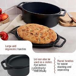 Premium 6 Quart Cast Iron Oval Dutch Oven with Non-Stick Finish for Every Meal