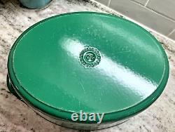 RARE VTG 1960's Cousances #20 (Le Creuset) Cast Iron Dutch Oven Hunter Green EUC