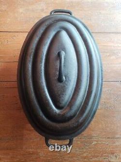 RARE Vintage Cast Iron MI-PET No. 4 OVAL ROASTER Western Foundry Co. Chicago