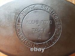 RARE Vintage Cast Iron MI-PET No. 4 OVAL ROASTER Western Foundry Co. Chicago