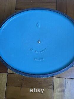 RARE Vintage LE CREUSET Oval Dutch Oven Paris Blue 6.75 Qt G Ribbed 1950s