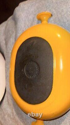 RARE Vintage Le Creuset Enzo Mari La Mama Yellow #25 Oval Baking Oven With Lid