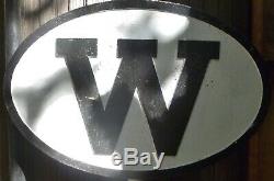 Railroad Sign W WHISTLE SIGN Cast Iron 30.0 wide x 20.0 high Oval