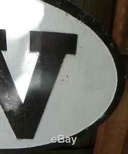 Railroad Sign W WHISTLE SIGN Cast Iron 30.0 wide x 20.0 high Oval