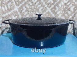 Rare Black Cousances Le Creuset Size #16 Vintage Roasting Dutch Oven Oval & Lid