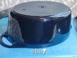 Rare Black Cousances Le Creuset Size #16 Vintage Roasting Dutch Oven Oval & Lid