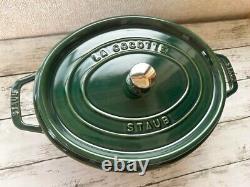 Rare Staub Cast Iron Oval 31 12.2 inches Emerald Kitchen Cooking Pot Obsolete