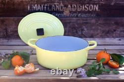 Rare Vintage Le Creuset Cast Iron Elysses Pale Yellow Oval Dutch Oven A Ribbed B