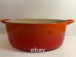Rare Vintage Le Creuset Cast Iron Enamel Oval Dutch Oven Pot H 9.5 Quart Orange