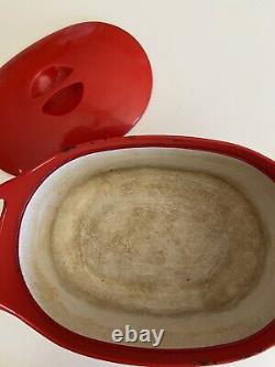 Rare Vintage Rosenlew Finland Red Cast Iron Pot & Lid